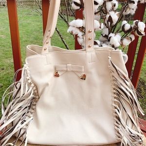 Betsey Johnson Cream Fringe Bag
